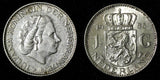 Netherlands Juliana Silver 1955 1 Gulden 25mm KM# 184  (28 507)