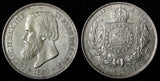 BRAZIL Pedro II Silver 1889 2000 Reis 37mm Last Year Type  XF KM# 485 (27 412)