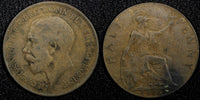 Great Britain George V Bronze 1916 1/2  Penny KM# 809 (24 231)