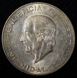 MEXICO Silver 1956 Mo 10 Pesos LIBERTAD Hidalgo  AR-0.900 UNC TONED KM# 474 (20)