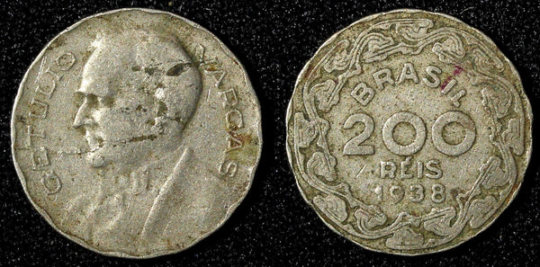 BRAZIL Copper-Nickel 1938 200 Reis Getúlio Dornelles Vargas KM# 545 (28 283)