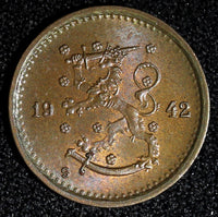 Finland Copper 1942 50 Penniä WWII Issue ch.UNC KM# 26a  (27 748)