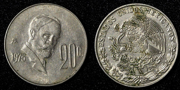 Mexico Copper-Nickel 1975 Mo  20 Centavos  KM# 442 (27 850)