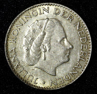 Netherlands Juliana Silver  1955 1 Gulden 25 mm Royal Dutch KM# 184  (27 951)