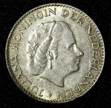 Netherlands Juliana Silver  1955 1 Gulden 25 mm Royal Dutch KM# 184  (27 951)
