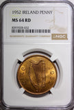 Ireland Republic Bronze 1952 Penny NGC MS64 RD NICE BU RED KM#11 (032)