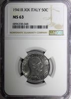 Italy Vittorio Emanuele III 1941 50 Centesimi WWII Issue NGC MS63  KM# 76b (48)