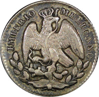 Mexico EMPIRE OF MAXIMILIAN Silver 1864 M 5 Centavos SCARCE  XF+ KM# 385.1  (3)