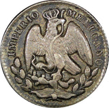 Mexico EMPIRE OF MAXIMILIAN Silver 1864 M 5 Centavos SCARCE  XF+ KM# 385.1  (3)