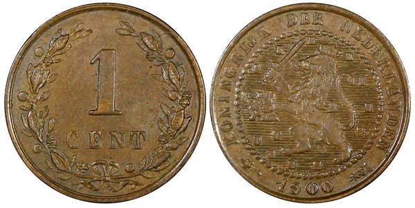 Netherlands Wilhelmina I Bronze 1900 1 Cent KM# 107 (24 923)