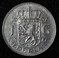 Netherlands Juliana Nickel  1967 Fish 1 Gulden 25 mm Royal Dutch KM# 184a  (942)