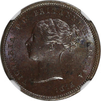 GREAT BRITAIN Victoria Copper 1843 1/2 Farthing NGC MS64 BN KM# 738 (021