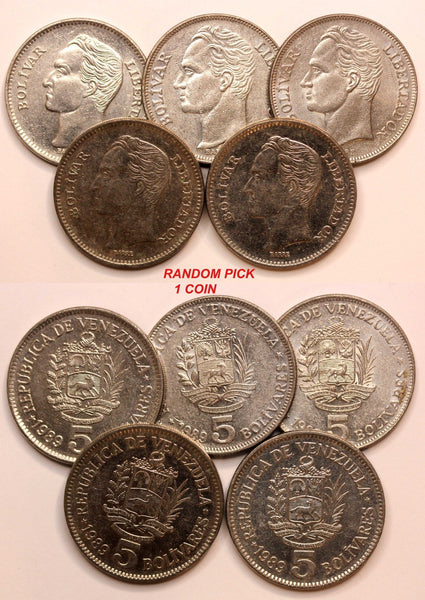Venezuela 1989 5 Bolivares 1 Year Type Y# 53a.1 RANDOM PICK (1 COIN ) (086)