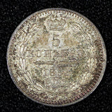 RUSSIA Nicholas I Silver 1853 SPB HI 5 Kopeks choice UNC Toned C# 163 (006)