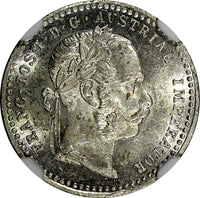 AUSTRIA Francis Joseph I Silver 1872  10 Kreuzer NGC MS63 KM# 2206 (038)