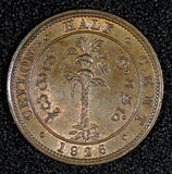 Ceylon George V Copper 1926 1/2 Cent UNC  KM# 106 (27 976)