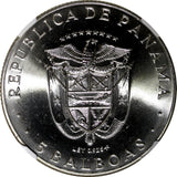 Panama Silver 1970 FM 5 Balboas NGC MS66 Central American Games KM#28 (030)