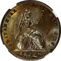 GREAT BRITAIN William IV Copper 1835 Farthing NGC MS63 BN NICE TONED KM# 705 (3)