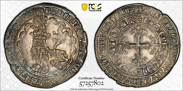Belgium Flanders Louis II (1346-84) Silver Double Gros PCGS MS62 TOP GRADED (2)