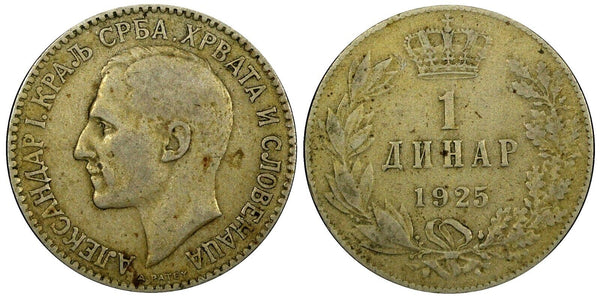 Yugoslavia 	Alexander I Nickel-Bronze 1925 1 Dinar KM# 5 (24 515)