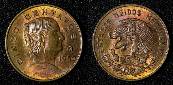 Mexico ESTADOS UNIDOS MEXICANOS 1956 5 Centavos BU Nice Toned  KM# 426 (27 637)