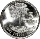 GUATEMALA Silver 1964 5 Centavos KEY DATE NGC MS67 GEM BU LUSTER KM# 261 (031)