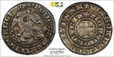 BELGIUM Margaret I of Constantinople 1269 2 Sterlings PCGS AU50 RARE TOP GRADED
