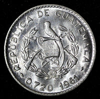 GUATEMALA Silver 1961 10 Centavos  ch.UNC Mint Luster KM# 262 (27 828)