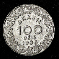 BRAZIL Dr. Getulio Vargas Copper-Nickel 1938 100 Reis 1st Year  KM# 544 ( 602)