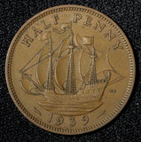 Great Britain George VI Bronze 1939 1/2 Penny  KM# 844 (28 914)