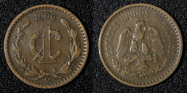 Mexico ESTADOS UNIDOS MEXICANOS Bronze 1906 1 Centavo narrow date KM# 415 (877)