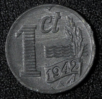 Netherlands German Occupation Zinc 1942 1 Cent WWII ISSUE KM# 170  (27 955)
