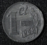 Netherlands German Occupation Zinc 1942 1 Cent WWII ISSUE KM# 170  (27 955)