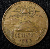 MEXICO  Bronze 1955 Mo 20 Centavos 1st Year Type  KM# 440 (27 532)