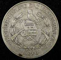 Guatemala Silver 1928 1/4 Quetzal Mintage-400,000 KM# 243.1 (24 661)