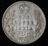 India-British Edward VII Silver 1906 Rupee Silver (.917) XF KM# 508 (27 565)