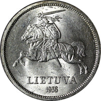 LITHUANIA Silver 1936 5 Litai Jonas Basanavicius 1 Year Type aUNC/UNC KM# 82 (6)