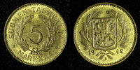 Finland Brass 1948 L 5 Markkaa UNC KM# 31a (27 680)