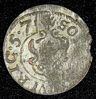 Riga CARL X of Sweden Silver 1657 Solidus,Schilling SCARCE KM# 50 (26 740)