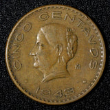 Mexico Bronze 1943 5 Centavos Josefa Ortiz de Domínguez WWII Issue KM# 424 (923)