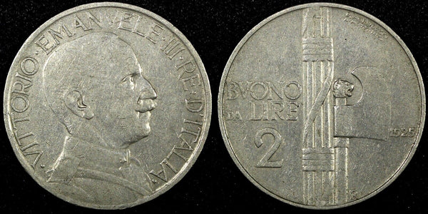 Italy Vittorio Emanuele III  Nickel 1925 R 2 Lire KM# 63 (25 019)