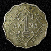 India-British Edward VII 1908 1 Anna Nice Toned KM# 504 (27 622)