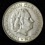 Netherlands Juliana Silver  1955 1 Gulden 25 mm Royal Dutch KM# 184  (27 953)