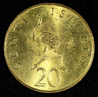 Tanzania Nickel-Brass 1984 20 Senti Ostrich UNC  KM# 2 (28 050)