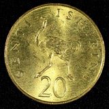 Tanzania Nickel-Brass 1984 20 Senti Ostrich UNC  KM# 2 (28 050)