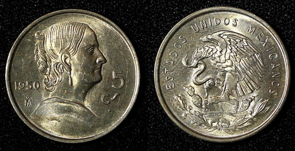 Mexico 1950 5 Centavos Josefa Ortiz de Domínguez  UNC KM# 425 (27 740)