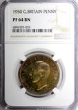 Great Britain George VI Bronze PROOF 1950 1 Penny NGC PF64 BN KM# 869 (035)