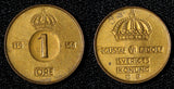 Sweden Gustaf VI Adolf Bronze 1956 TS 1 Ore UNC Toned KM# 820 (30 212)
