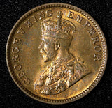 India-British George V Bronze 1934 (C) 1/4 Anna UNC Red Toned KM# 512 (27 695)