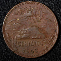 MEXICO  Bronze 1969 Mo 20 Centavos KM# 440 (27 448)